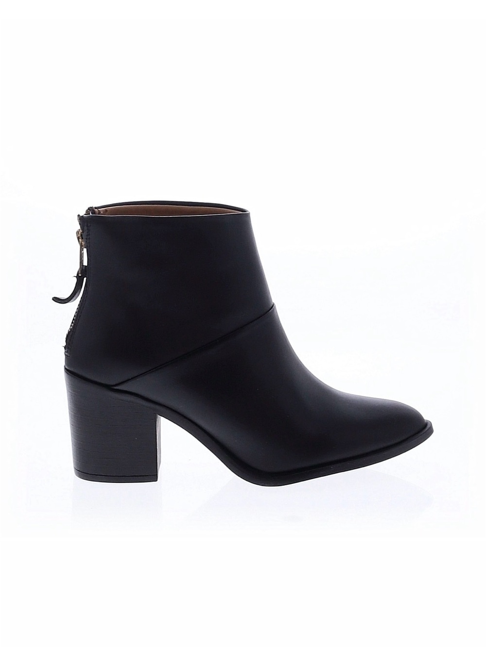 Nisolo Black Genuine Leather Ankle Boots with Block Heel Women Size 6